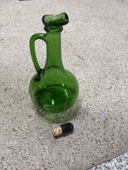 Vintage Wine World 1976 Green Glass Decanter Bottle 1.5 Litre Long Neck Handle