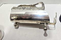 Vtg GodInger Silver Wine bottle Holder/Extender Two Matching Goblets