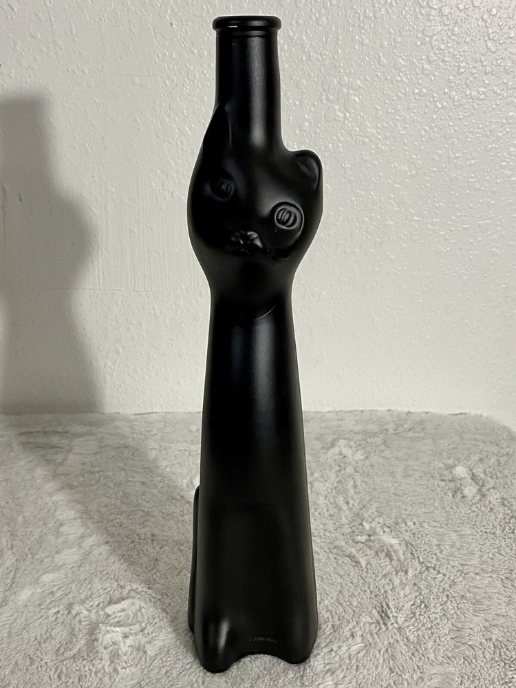 Black Cat Wine Bottle Vase Empty 13 Inches Tall 2011 Mosel Riesling Germany