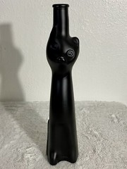 Black Cat Wine Bottle Vase Empty 13 Inches Tall 2011 Mosel Riesling Germany