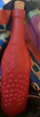 Vintage Frosted Glass wine bottle with embossed grapes with original cork