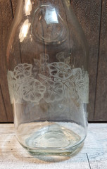 Vintage 1990 Floral Etched Norman Kosarin Carafe Paul Masson Vineyards Daffodil