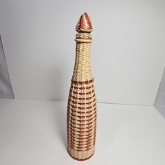 Vintage Valencia Colorful Wine Bottle Plastic Woven Wicker Spain MCM Bohemian