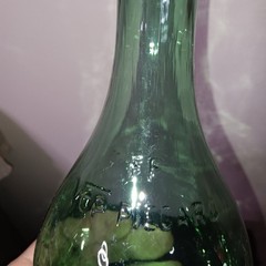 Vintage VCP Piegaro Italy Green Round Bottomed Teardrop Bottle Embossed 8 3/4”