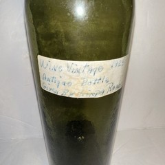 Antique Hand Blown Thick Green Deep Punt Base Wine Glass Bottle 12”