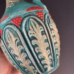 Vintage Medea Ceramic Turquoise Wine Bottle Decanter Jug Boho MCM Table Decor