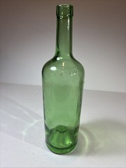 Vintage Dubonnet Embosed Wine Bottle Green Glass 12 3/8” Tall