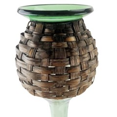 Vintage Demijohn Wine Bottle Carafe Decanter Green Glass Wicker Basket Wrap 20&Prime;