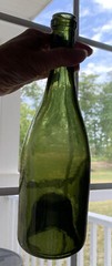 Antique Vintage Green Blown Champagne Wine Bottle Old Coastal Farmhouse