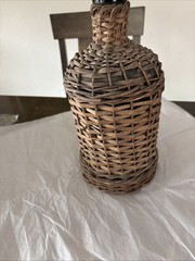 Vintage Demijohn Wicker Wine Bottle 12” Tall