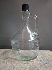 One half gallon clear glass bottle,large jar, Catawba Wine