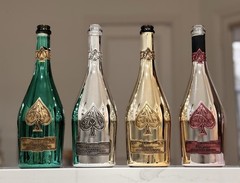 ACE OF SPADES Armand de Brignac 4 Empty Champagne Bottles Green Pink Silver Gold
