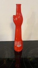 Red Happy Cat Glass Wine Bottle 13 in. Germany