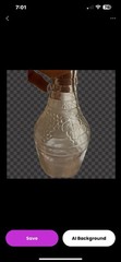 Vintage 4/5 QUART Clear GLASS WINE BOTTLE DECANTER GRAPES & LEAVES 8” Tall