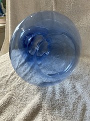 Vintage Blue Mid Century Beehive Bubble Pier One Glass Decanter W Flame Stopper