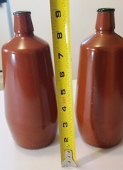 Vintage Lancers J.M. Da Fonseca Portugal 9&Prime; Glass Brown Painted Wine Bottles x2