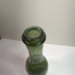 Antique beautiful *ELECTRIC GREEN* colored applied lip wine / liquor bottle