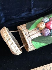 Wicker Rattan Straw Wine Bottle Carrier Holder Decorative Design Vintage Mid-mod