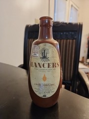 Vintage 1961 Lancers Rosé Stoneware 7.5” Portugal Brown Ceramic Jug GA wine Tax