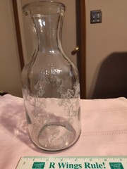 Vintage Paul Masson Since 1852 ~ 36 oz Glass Carafe Decanter Grape Leaf Design