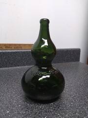 Vintage Green Glass Bubble Bottle Style Marked 348 G on Bottom