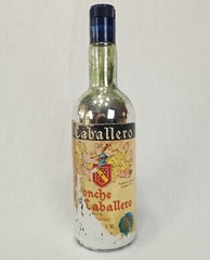 1960&rsquo;s Spain Ponche Caballero Brandy liquor Mirror Glass bottle partial label