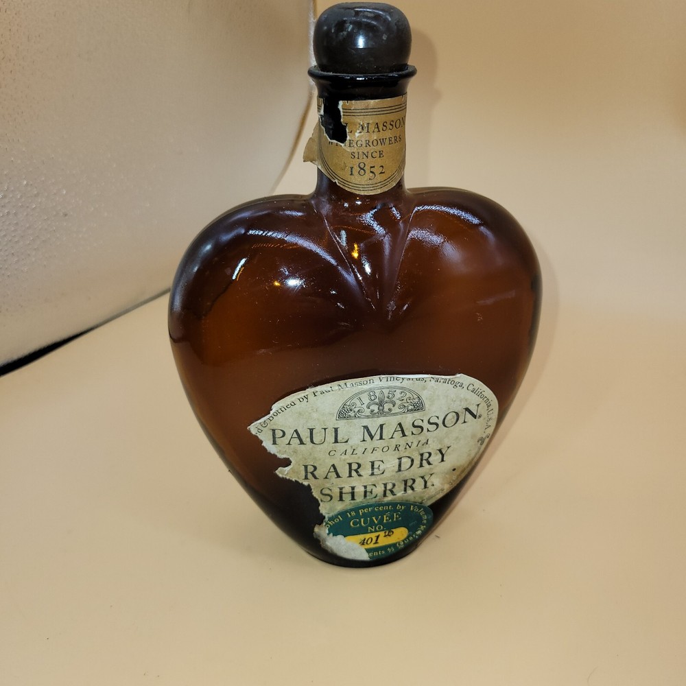 Vintage Wine Bottle PAUL MASSON RARE FLOR SHERRY Curve’e 101F. Saratoga CA