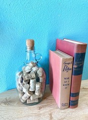 Vintage 1.5 Liter Glass Wine Jug Filled With Corks