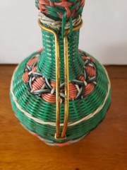 Vintage Viresa Plastic Woven Wine Bottle Decanter With Handle