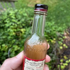 Old Molineaux THREE MONKS EMPTY miniature wine Calif. bottle. c.1940, 1/8pt
