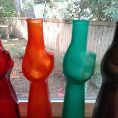 Vintage 5 Happy Cat Riesling Wine Bottles Red Green Black White Orange T3