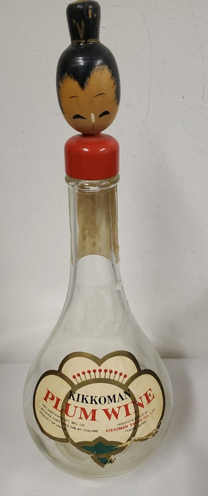 KIKKOMAN VINTAGE EMPTY Plum wine Bottle Geisha Girl
