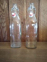 2 Empty Clear Wine Bottles w/Snap Cap/Flip Top -about 12 « 