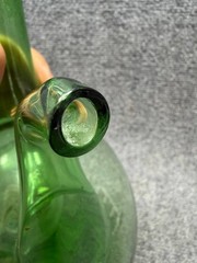Vintage 1960s Italian Glass Wine Chiller Green Glass Decanter Bottle Blown Glass
