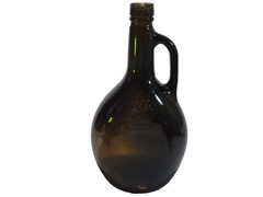Vintage Large Wine Bottle Empty Amber Glass Color w/Handle Decorative 12&Prime;