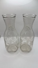 Vintage Paul Masson Vineyards Wine Carafes Set of 2 Clear Glass 1989
