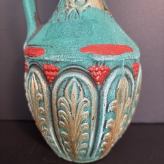 Vintage Medea Ceramic Turquoise Wine Bottle Decanter Jug Boho MCM Table Decor