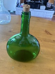 Vintage Empty Bocksbeutel Green Wine Bottle 750ml Display Bud Vase 8.5&Prime;!