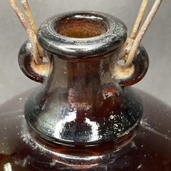 Antique 1930s Brown Glass Wine Jug Jar 1 gal One Gallon With Carrying Handle