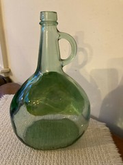 Hand Painted Winter Covered Bridge on Half Gallon Glass Jug Wine Bottle Folk Art
