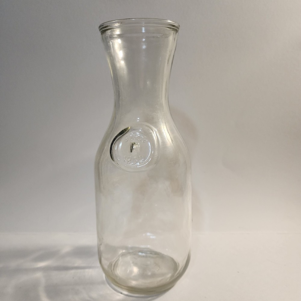 Vintage Paul Masson 9 3/4 Clear Glass Wine Carafe Since 1852 Decanter Pitcher