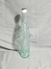 EMPTY Opici White Table Wine Marche Bianco 13&Prime; Green Glass Fish Bottle w cover