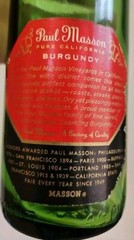 Paul Masson Burgundy, 4/5 pint bottle(empty) 1960&rsquo;s-70 Saratoga, CA