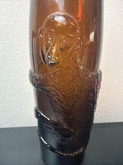 VTG Amber Brown Glass Bottle ~ Affentaler Wine, Germany ~ Embossed Monkey, 35cL