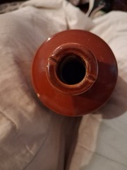 Vintage Lancers Wine Bottle Red/Brown Stoneware Jug 9&Prime; Portugal EUC!