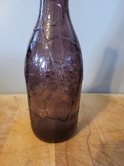 Vintage Mallorca Morey Distilleries Amethyst Glass Wine Bottle w/ Grape Design