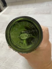 Vintage Dark Green Bottle with Grape Clusters Wine Sample Bottle Wine World 1978