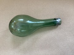 Antique Hand Blown Green Glass Wine Bottle Round Bottom 6 1/2”
