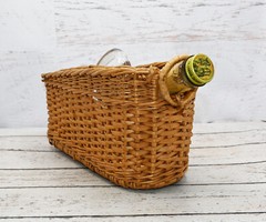 Vintage LONDON WINERY Canada Clear Decorative Bottle w/Handle & Serve Basket