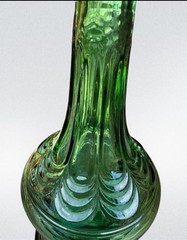 Vtg Italian Cevin Cut Green Glass Italian Wine Bottle Beautiful ~ No Cork
